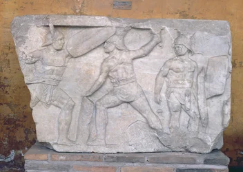 Relief depicting gladiators in combat